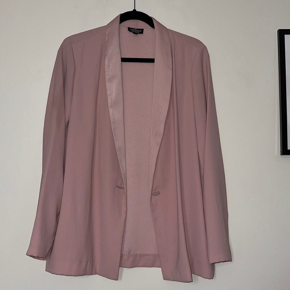 Baby Pink Open Long Blazer